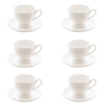 Imagem de Conjunto 06 Xícaras De Cafezinho De Porcelana New Bone Butterfly Flower 100 Ml Lyor