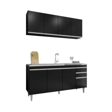 Imagem de Balcão Gabinete Para Pia 160cm 4 Portas Lorena - Ssx Multicoisas Preto