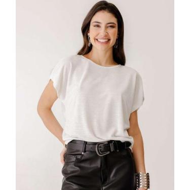 Imagem de Blusa Feminina Brilho Lurex Manga Curta Marisa-69015, Off white, P