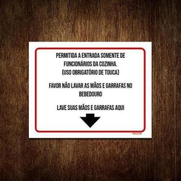 Imagem de Placa Permitida Entrada Somente Funcionários Cozinha 27X35 - Sinalizo