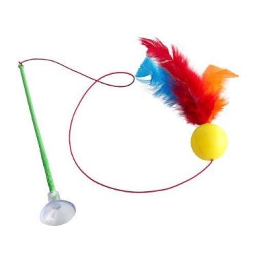Imagem de Varinha para gato cat varinha e bolinha com ventosa brinquedo interati