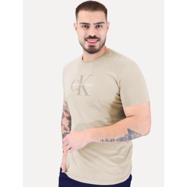 Imagem de Camiseta Calvin Klein Jeans Masculina New Re Issue Frontal Logo Areia-Masculino