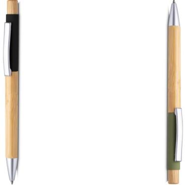 Imagem de Caneta Esferográfica Retrátil em Alumínio Reciclável e Bambu, Escrita Azul, Refil Parker, Grip Antiderrapante, 1 e 2Unidades, 1mm (Preto e Verde)