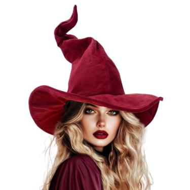 Imagem de Ibeauti Chapéu de feiticeiro para fantasia de Halloween adulto chapéu de bruxa acessório cosplay, Vinho, tamanho �nico