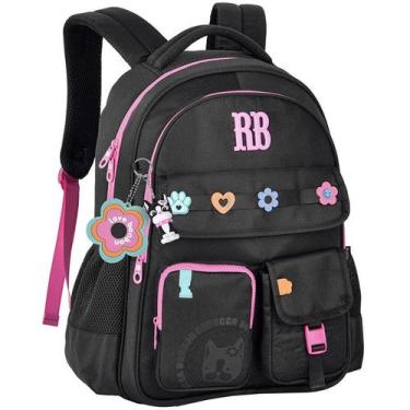 Imagem de Mochila de costas e de bordo 17,5 Flower Power Rebecca Bonbon - preta