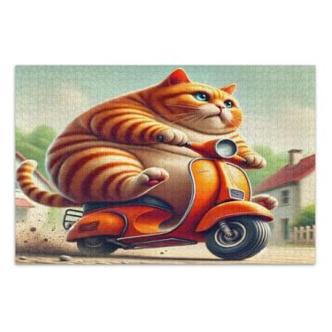 Imagem de Quebra-cabeça de gato gordinho laranja, 500 quebra-cabeças para adultos, com letras nas costas, quebra-cabeças engraçados para adultos