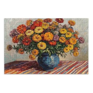 Imagem de Quebra-cabeça vintage Zinnia calêndula vermelha, 1000 peças, com letras nas costas, quebra-cabeças divertidos para adultos