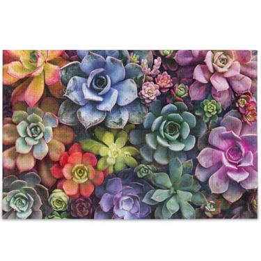 Imagem de Quebra-cabeça floral de plantas suculentas, 1000 peças, adultos, decoração de arte animal, divertido, presente de mordaça, presente personalizado, amigos, família, jogos, presentes, 75 x 50 cm