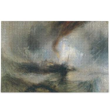Imagem de Quebra-cabeça personalizado J. M. W. Turner com estampa de barco a vapor tempestade de neve, 500 peças, estampa animal, exclusivo, colorido, jogo de quebra-cabeça, presentes tecnológicos, 52 x 37,8 cm