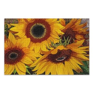 Imagem de Quebra-cabeça vintage girassóis 500 peças para adultos arte floral animal arte divertida jogo quebra-cabeça presentes, 51 x 35 centímetros