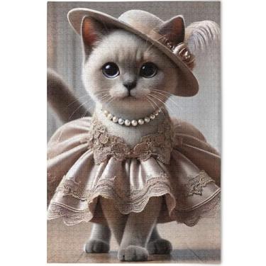 Imagem de Quebra-cabeça gatinho siamês gato fofo 500 peças adultos arte floral pintura cena natureza quebra-cabeça personalizado amantes presentes família, 52 cm x 37,8 cm