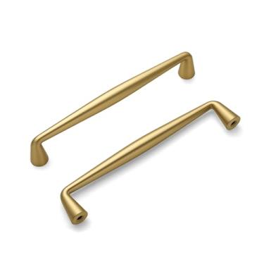 Imagem de HARPOON Pacote com 10 puxadores de armário de cozinha de liga de zinco sólida, ferragens para armários de armário, alça de gaveta com orifício central de 12,7 cm, latão escovado