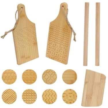 Imagem de 2 peças de tábua de nhoque, placa de massa Cavatelli 4 em 1, ferramentas de madeira para fazer massa com 2 rolos e 1 cortador, máquina de massas, ferramentas caseiras de nhoque para ideias de