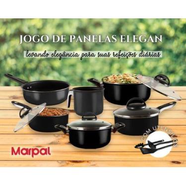 Imagem de Jogo de Panelas 09 Peças Preto - Antiaderente - Teflon - Com Tampa de 