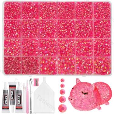 Imagem de 20.000 peças de strass de resina de geleia rosa escuro para deslumbramento, tamanhos mistos de pedras de cristal de strass, pedras rosa deslumbrantes para artesanato para maquiagem de rosto faça você