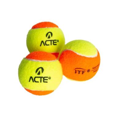 Imagem de Acte, Kit com 3 Bolas de Beach Tennis Stage 2 Homologadas pela ITF - Laranja e Amarelo