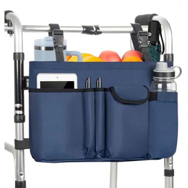 Imagem de ANILD Bolsa de viagem Walker com compartimento refrigerador – Bolsa de armazenamento para andadores, organizador de mãos livres com suporte de copo para andadores, andadores, cadeiras de rodas e
