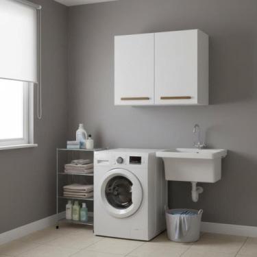 Imagem de Armário Aéreo 2 Portas Cristal Branco Cozinha e Lavanderia - Repleta, 