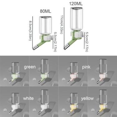 Imagem de Bebedor de hamster 80/120 ml Alimentador de coelho cabeça de hamster dispensador de água para animais pequenos acessórios pendurados (120 ml, rosa)
