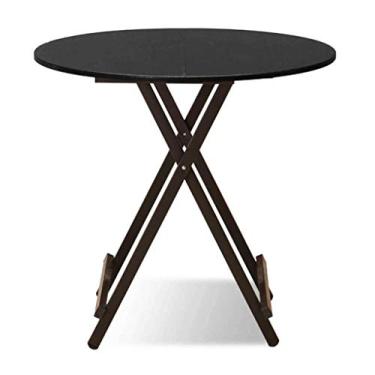 Imagem de U5GAAALPPQ9 Mesa comercial redonda dobrável, mesa de cartão de café de plástico portátil para cozinha ou festa ao ar livre evento de casamento (Cor: Preto) (C)