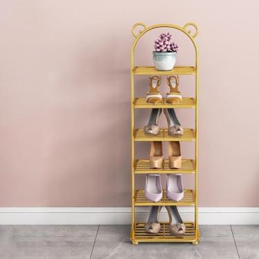 Imagem de Pequena sapateira organizadora de metal para armazenamento de sapatos, prateleira fina de ferro, combinação livre de espaço, suporte de torre de sapatos para espaço estreito, quarto, sala de estar