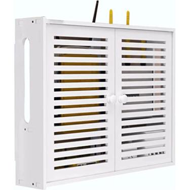Imagem de HHHJQFAAT Rack de armazenamento WiFi multifuncional, rack de TV flutuante, caixa de armazenamento de roteador montada na parede, rack de armazenamento, caixa de armazenamento de decoração criativa