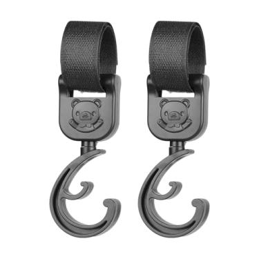 Imagem de Ganchos para Carrinho de Bebé Resistentes - Organizador para Carrinho com Urso Cartoon,Porta Fraldas E Sacola Para Passeio | Para Viagens Compras Praia Caminhadas Parque E A