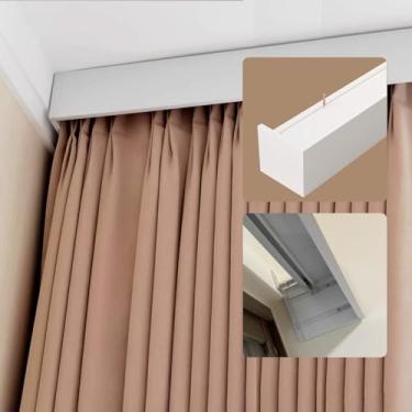 Imagem de Painel de cobertura de cortina com faixa única - suporte de parede/teto para cortinas, ideal para quarto e cozinha, trilho de cortina de 3,0 m, design elegante