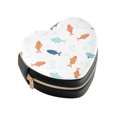 Imagem de Burbuja Mini caixa de joias em forma de coração de peixes para mulheres e meninas, estojo portátil organizador de armazenamento para brincos, anéis, colares e pulseiras