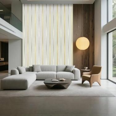 Imagem de ESSMOKO Papel de parede banhado a ouro falso grão de madeira efeito PVC adesivo de parede autoadesivo para sala de estar e cozinha papel de parede impermeável sonhador banhado a ouro 40 * 300 cm