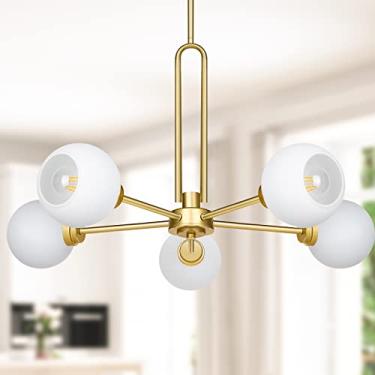 Imagem de RAUGAJ Lustres, luzes de teto, iluminação, luminária de teto moderna com vidro transparente, luminária de sala de jantar para quarto (vidro fosco)/D/vidro fosco