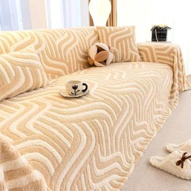 Imagem de Capa de sofá elástica, capa de sofá lavável, resistente a arranhões, resistente a arranhões e fácil instalação – ideal para uso doméstico com gatos, cães, crianças, cáqui, 180 x 150 cm