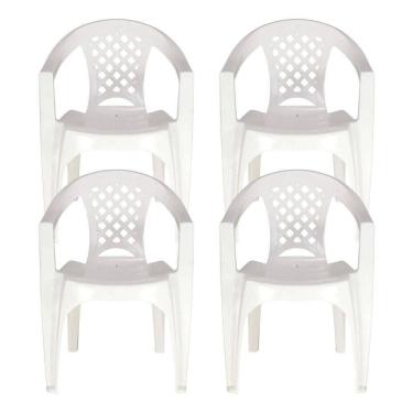 Imagem de Kit 4 Cadeiras Tramontina Iguape Com Braços Empilhável Branco