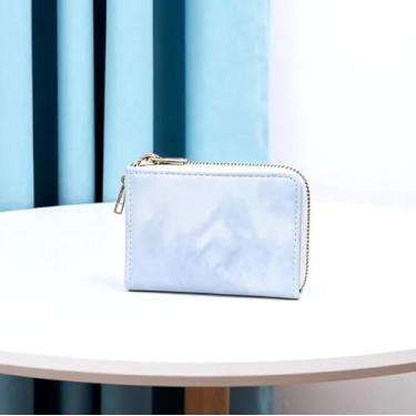 Imagem de Carteira feminina com porta-cartões com bloqueio de RFID, vários compartimentos para identidade, bolsa compacta para moedas, Azul, Clássico