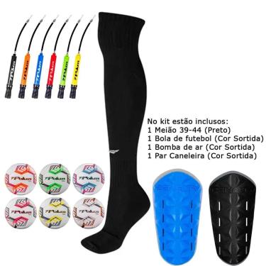 Imagem de Kit Meião Penalty 39 - 44 Bola Poker Futebol Bomba Caneleira cor:;Tamanho:39 a 44-Masculino