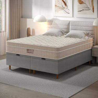 Imagem de CAMA BOX BAÚ BLINDADO QUEEN COM COLCHÃO MOLAS ENSACADAS ORTOBOM AIRTEC