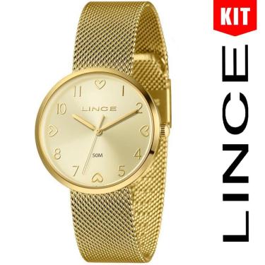 Imagem de Relógio Lince Kit Analógico Dourado Coração Lrgh209l36 K09rc2kx