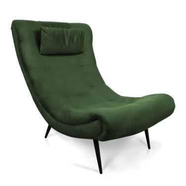Imagem de Poltrona Sher Reclinável Suede Verde com Almofada Fibra Siliconada D'Rossi