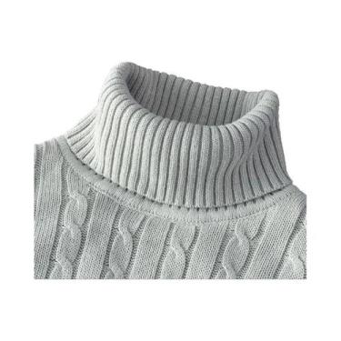 Imagem de Suéter Masculino De Gola Alta Em Tricô Quente Casual De Lã Pulôver Par