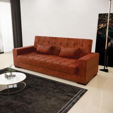 Imagem de Sofá Cama 02 Lugares 210cm Lisboa Sintético PU Nozes D03 - D'Rossi