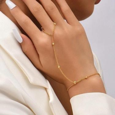 Imagem de Pulseira De Dedo Bolinhas Ouro SL016 Banhada Feminina - MS CHOICES