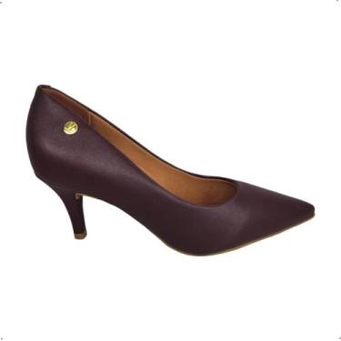 Imagem de Sapato Scarpin Vizzano Salto medio Feminino Bico Fino 7,5cm, 37, Vinho