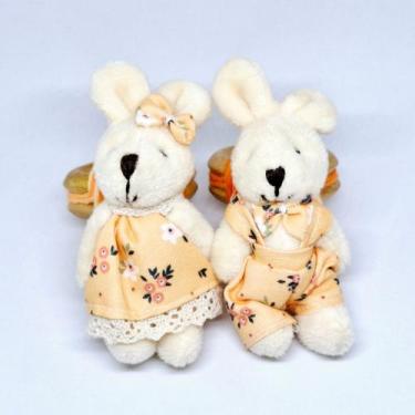 Imagem de Porta Guardanapo Casal Coelhos Pelúcia - Decor Madame Blue, Laranja
