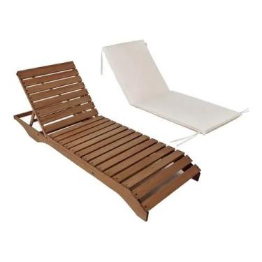Imagem de Espreguiçadeira De Madeira Verona Para Piscina Com Colchonete