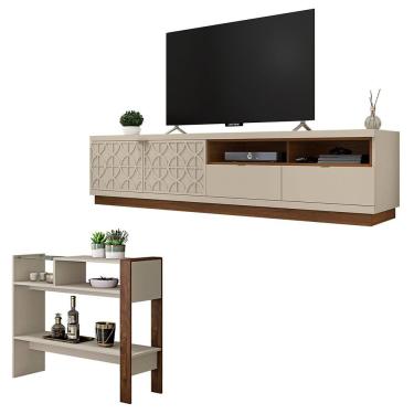 Imagem de Conjunto Sala de Estar Rack Bancada Aparador Renda Caemmun