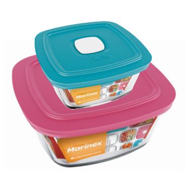 Imagem de Kit 2 Potes Quadrado Vidro 300ml 500ml Nadir Marinex