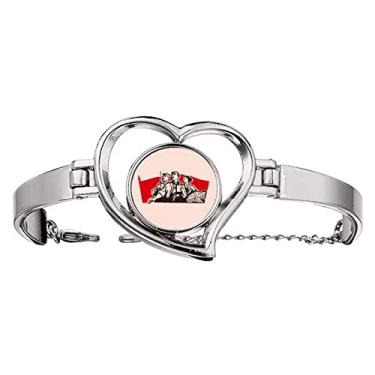 Imagem de N/A N/A Bracelete de propaganda com bandeira de educação vermelha chinesa joia de coração, medium, metal