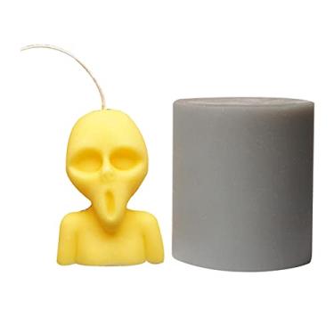 Imagem de vela crânio silicone 3D para fabricação velas, modelo vela perfumada Halloween, crânio silicone para artesanato, faça você mesmo, Dia das Bruxas, Dia das Bruxas, presente decoração para casa