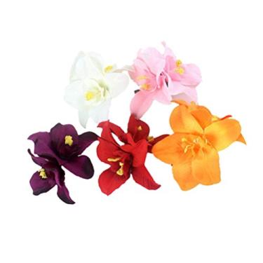 Imagem de Grampo de cabelo de flor artificial, havaiano, hibisco plumeria, grampo de cabelo, orquídea, flor, cocar, alfinetes, para mulheres, crianças, 5 peças (cor aleatória)