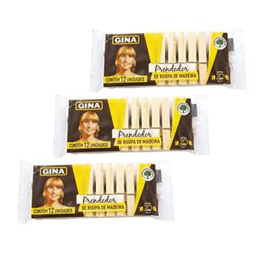 Imagem de Prendedores de madeira Gina para roupas tecidos varal lençol 36 unidades